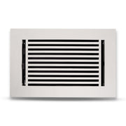 Floor Vent Cover / Register Size: 6” x 12” with Damper top faceplate outer size 8″ x 14”, thickness 5 mm, high-quality metal - cast aluminum white powder coated Re-paintable for floors, walls, and ceilings - Modern Linear  Design (VR 109)