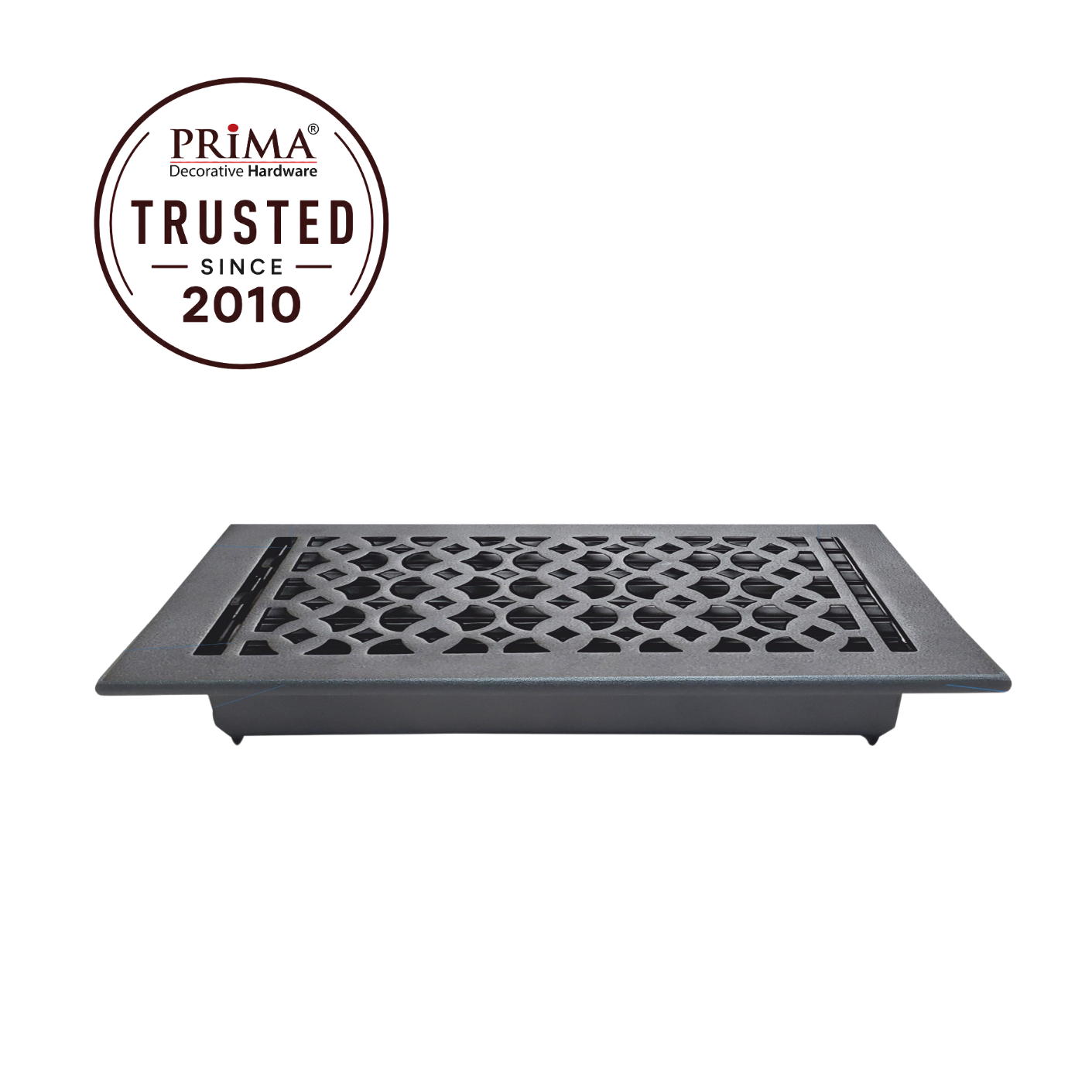 Floor register sideview with trust badge