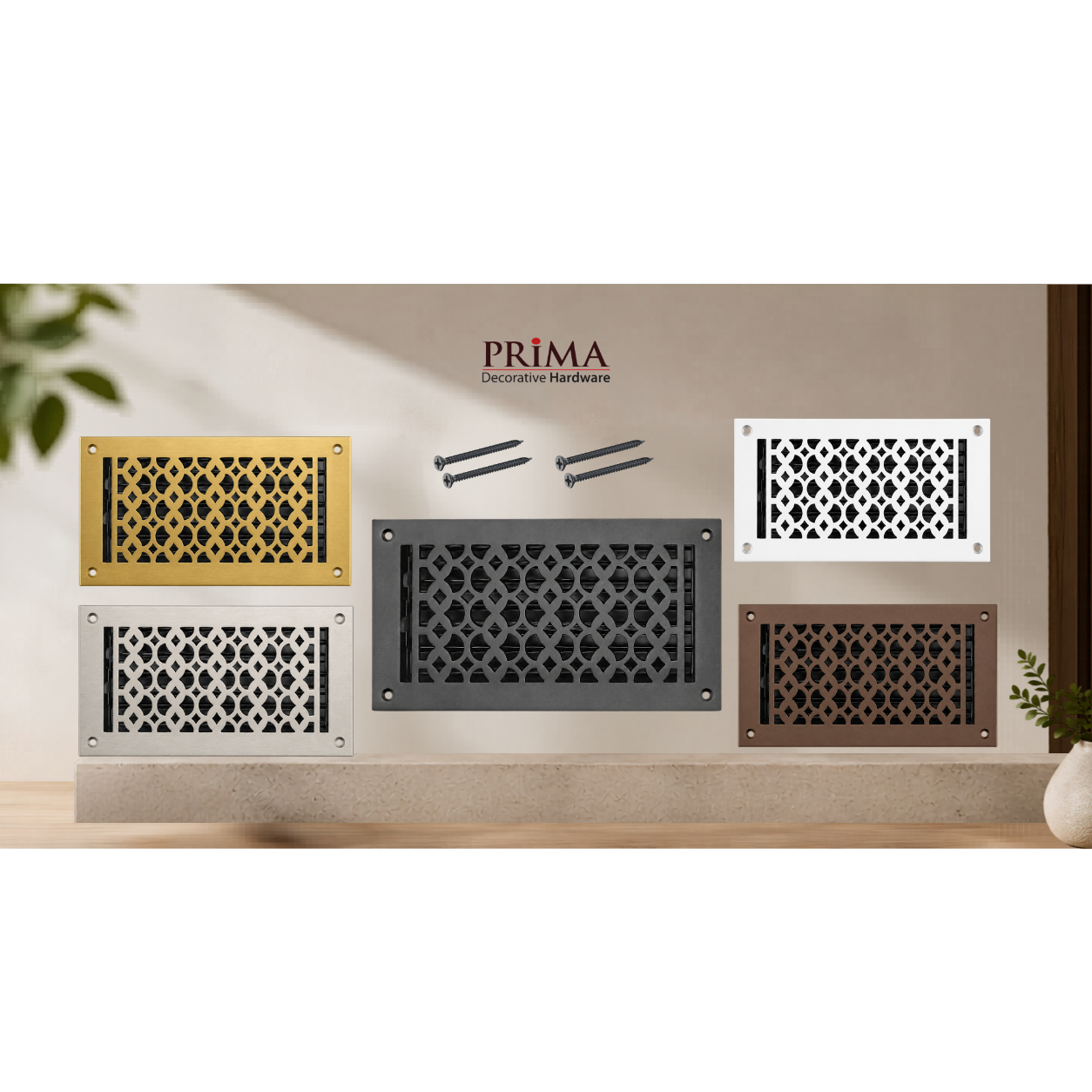 Combination of all floor registers with holes and screws