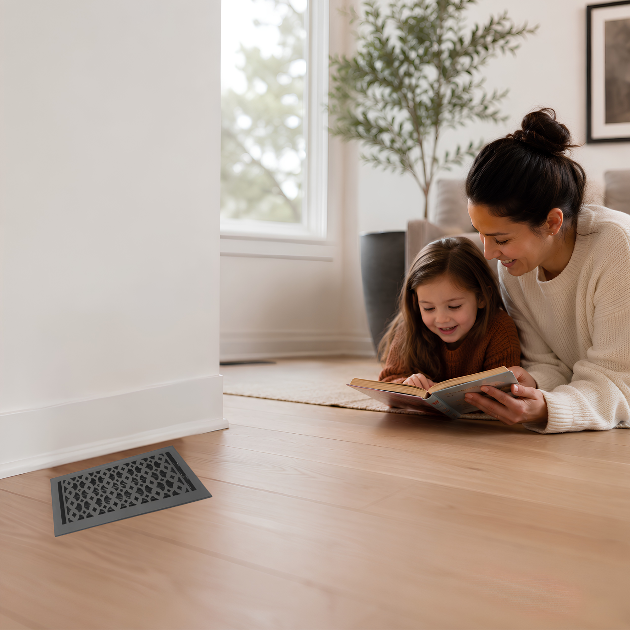 Floor register installed in a home