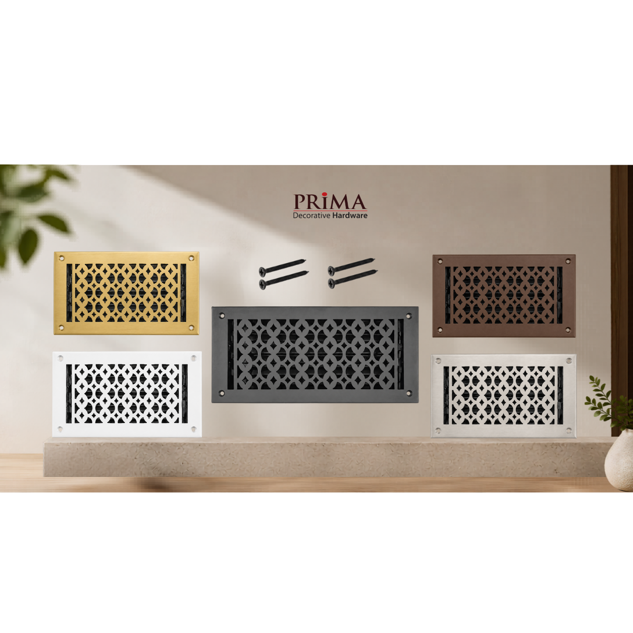 Combination of all floor registers with holes and screws