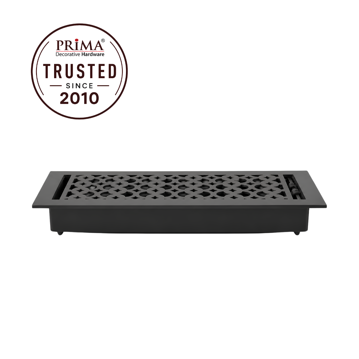 Cast Iron Floor Register 6" x 16” with Damper, Tudor Mushroom Design Vent Cover VR100