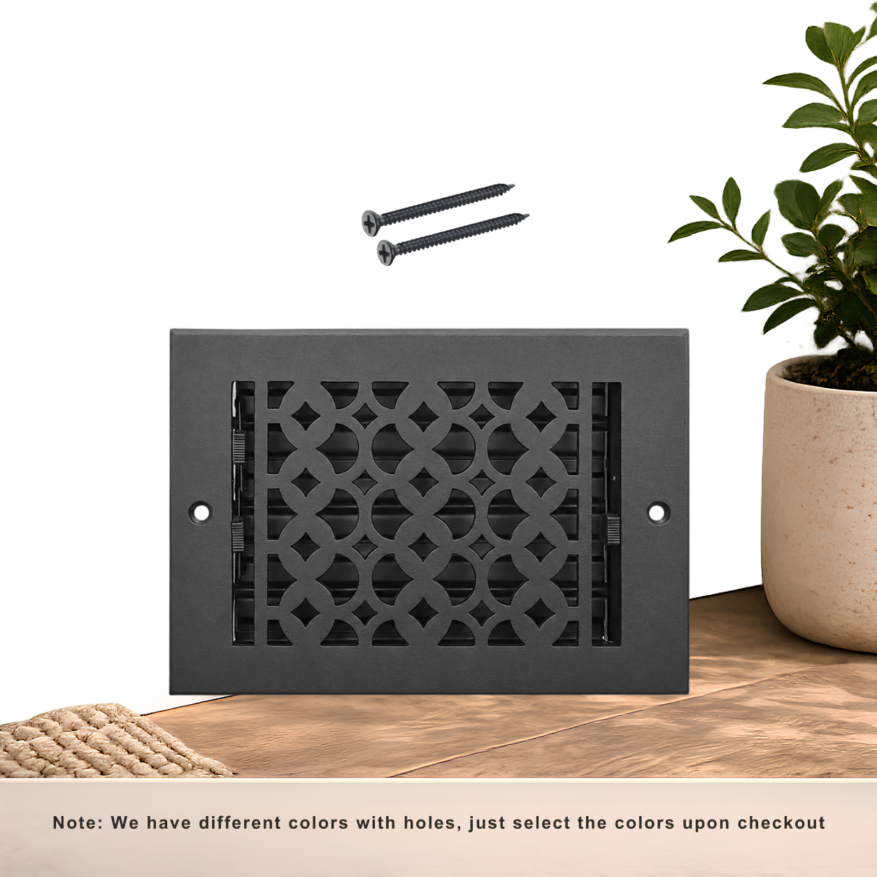Black Floor Register with holes and screws