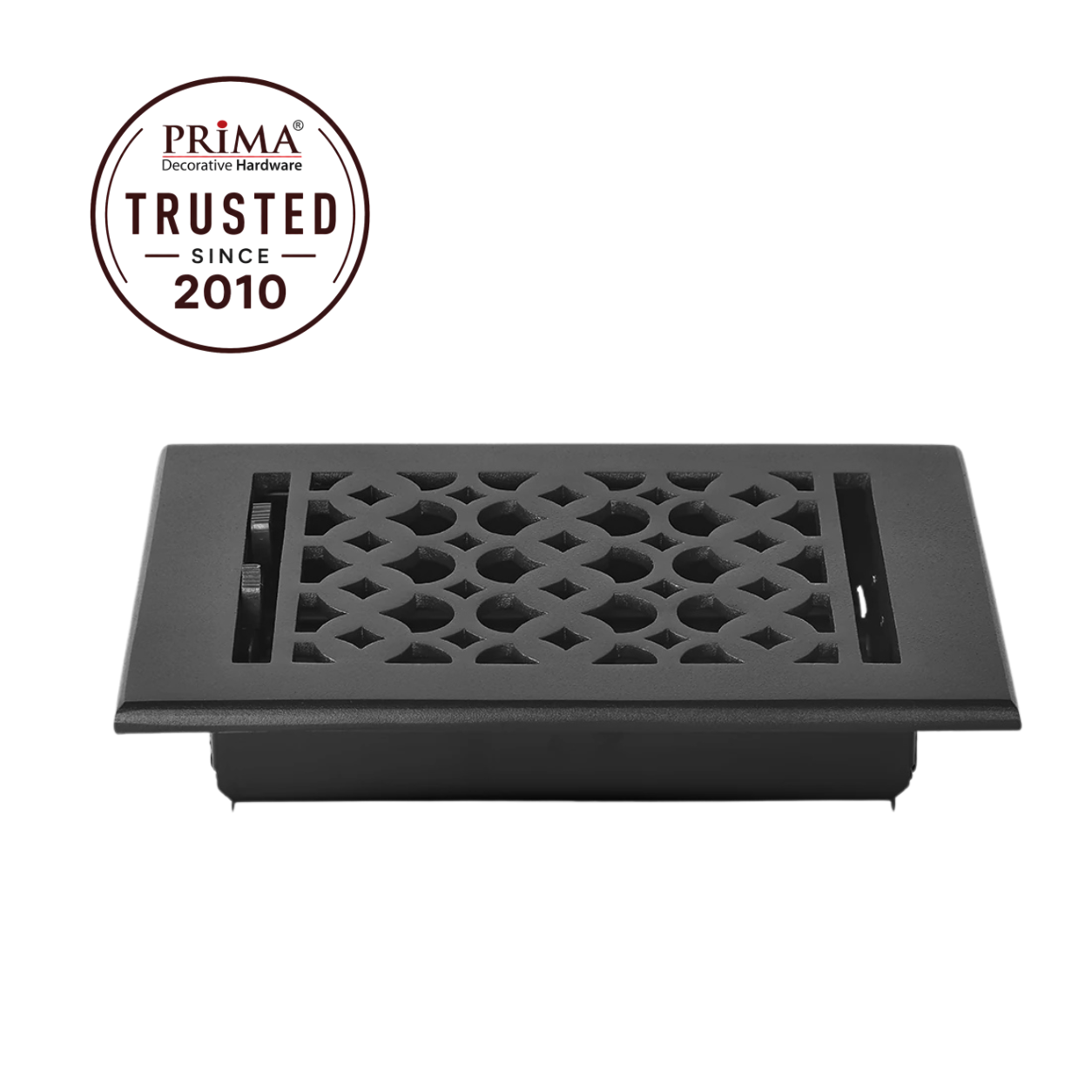 Cast Iron Floor Register 6" x 8” with Damper, Tudor Mushroom Design Vent Cover VR100