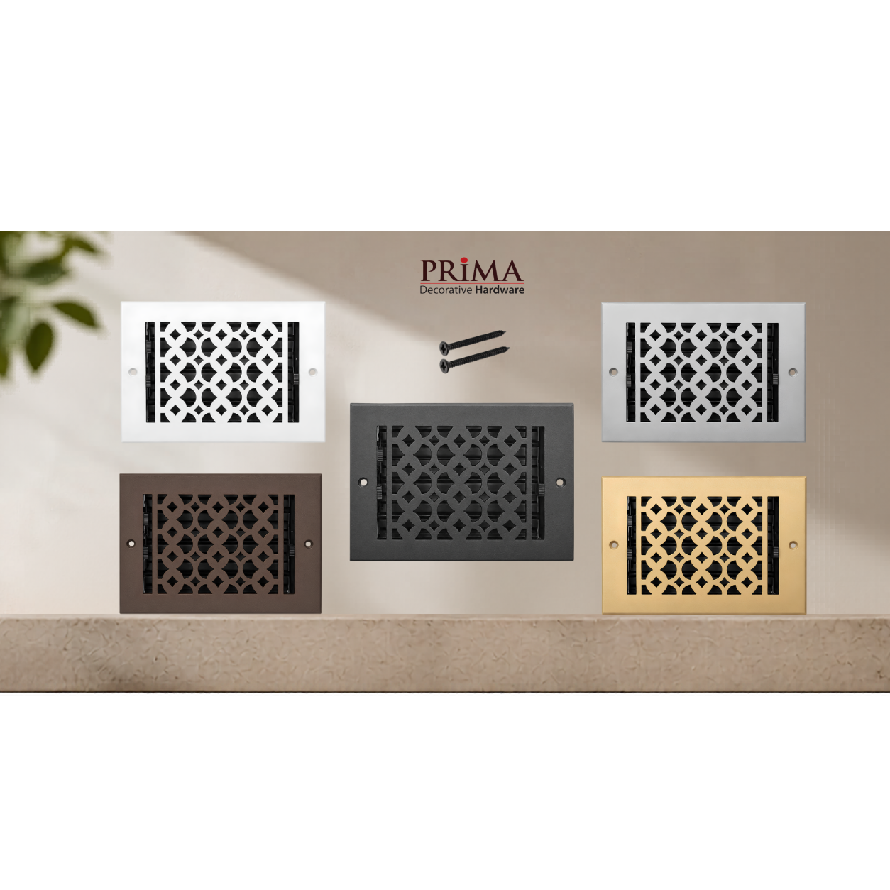Combination of Floor Registers with holes and screws