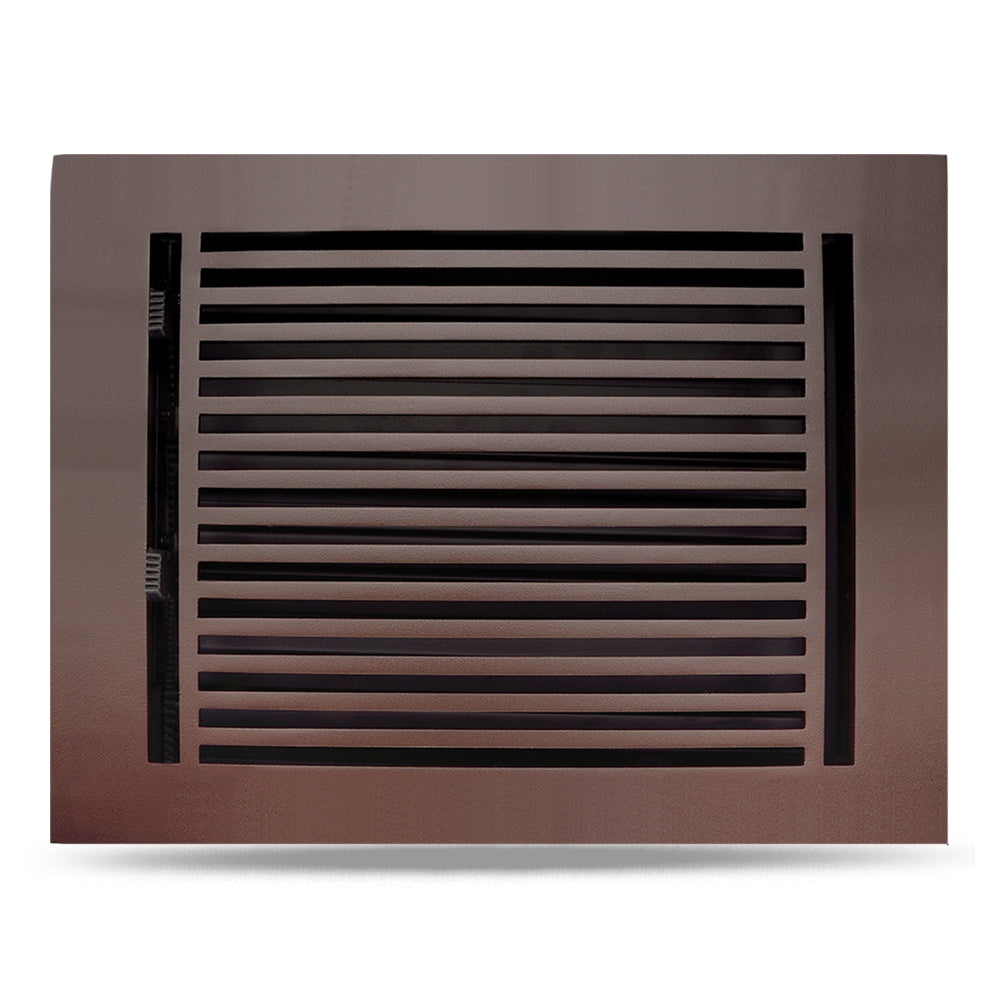 Floor Vent Cover / Register Size: 8” x 10” with Damper top faceplate outer size 10″ x 12”, thickness 5 mm, high-quality metal - cast aluminum brown powder coated Re-paintable for floors, walls, and ceilings - Modern Linear  Design (VR 109)