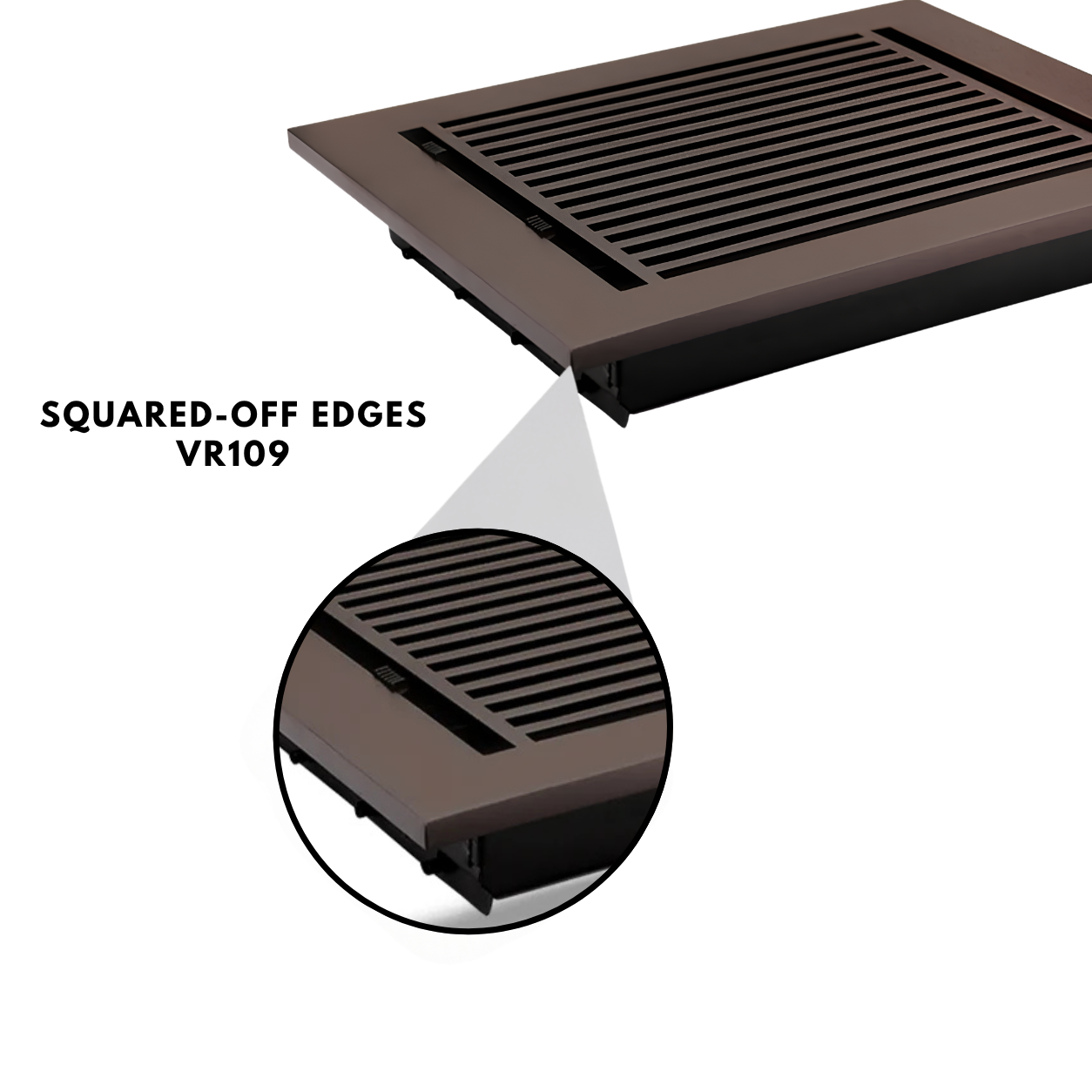 Floor Register squared-off edges in a white background