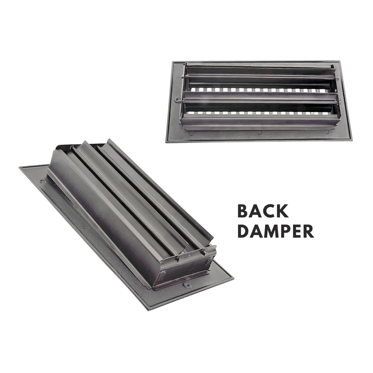 Cast Iron Floor Register 4" x 14” with Damper, Tudor Mushroom Design Vent Cover VR100
