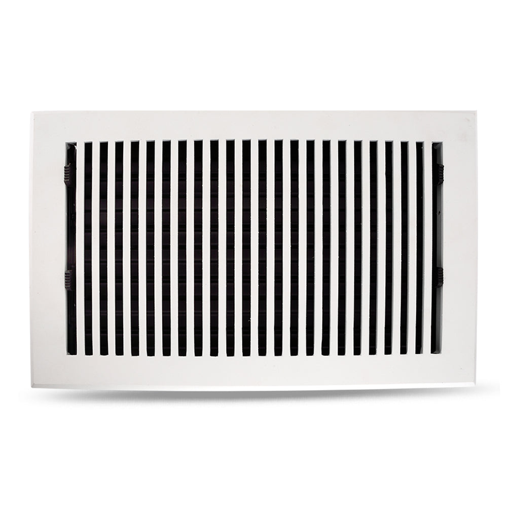 Floor Vent Cover / Register Size: 8” x 14” with Damper top faceplate outer size 10″ x 16″, thickness 5 mm, high-quality metal - cast aluminum powder coated Re-paintable for floors, walls, and ceilings - Modern and Contemporary Design (VR 102)