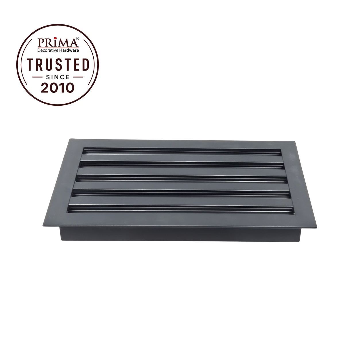Black floor register trust badge
