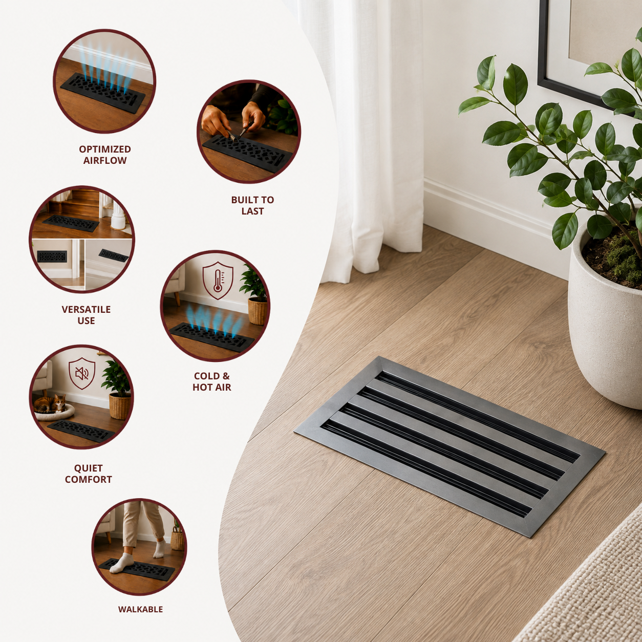Different uses of floor register in a home
