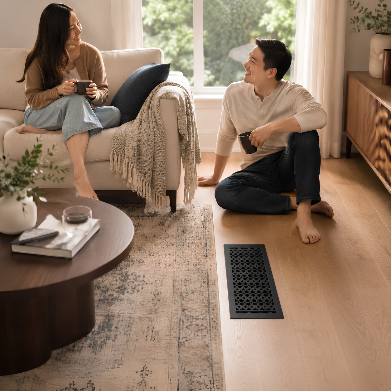 Floor register installed in a home
