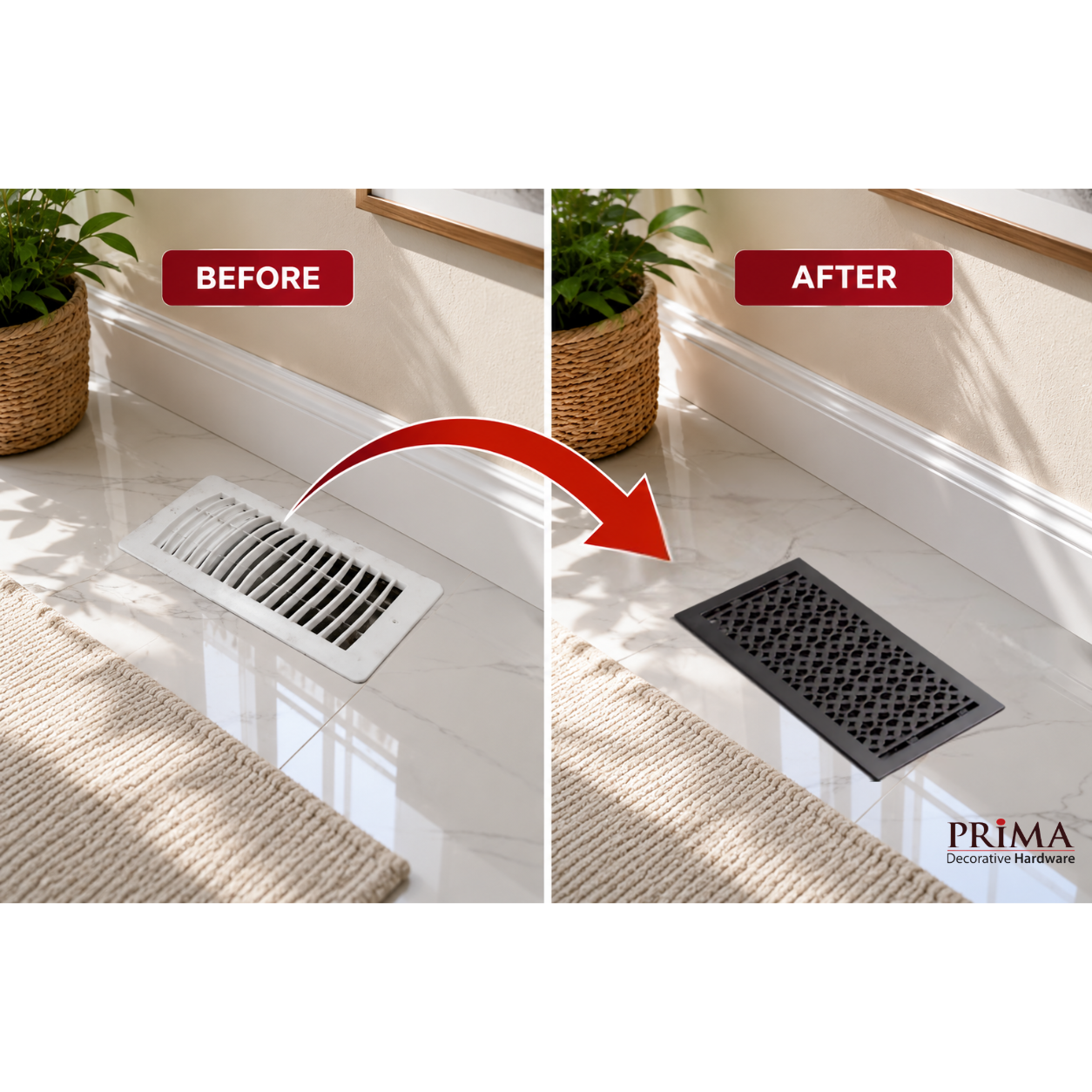 Before and After of floor register 
