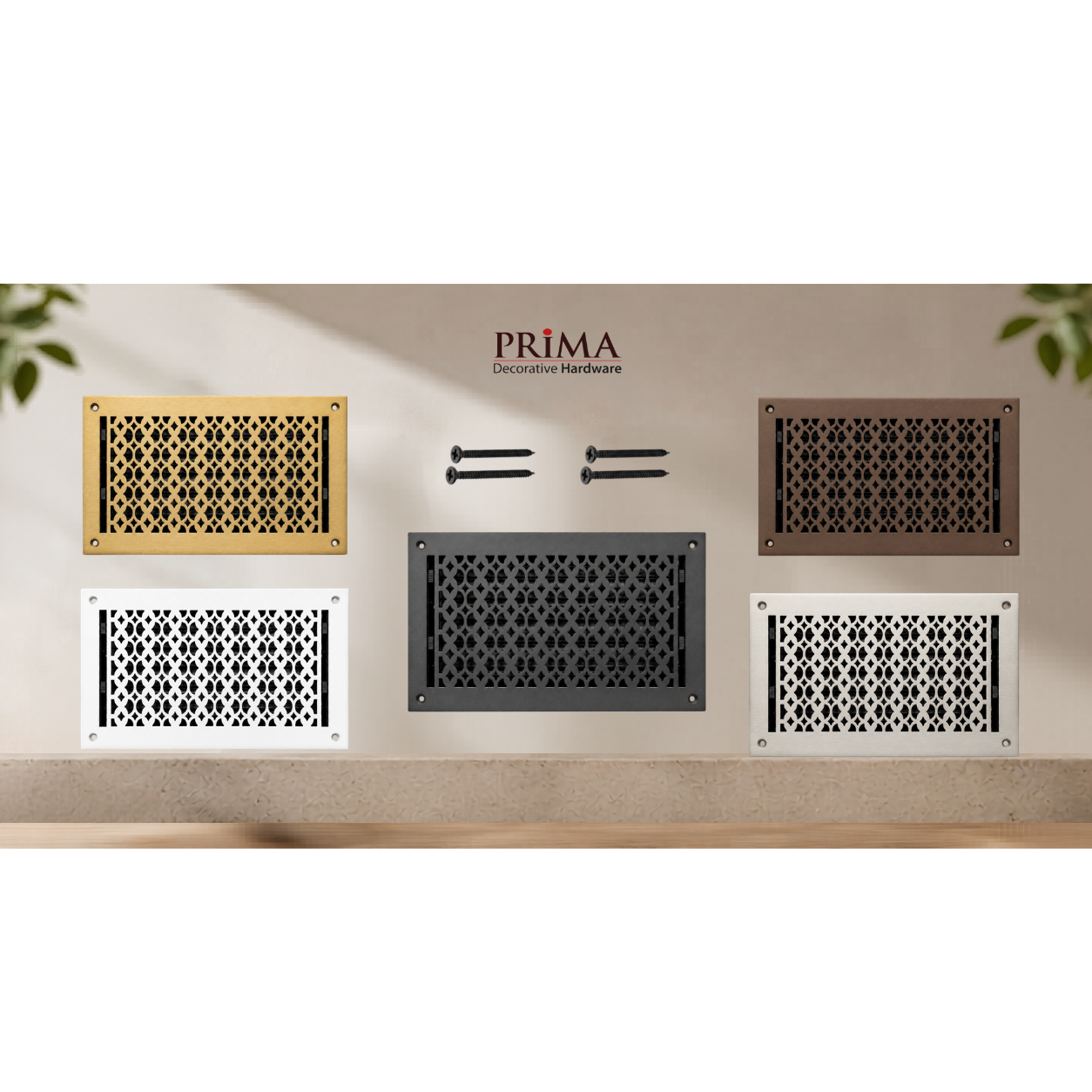 Combination of all floor registers with holes and screws