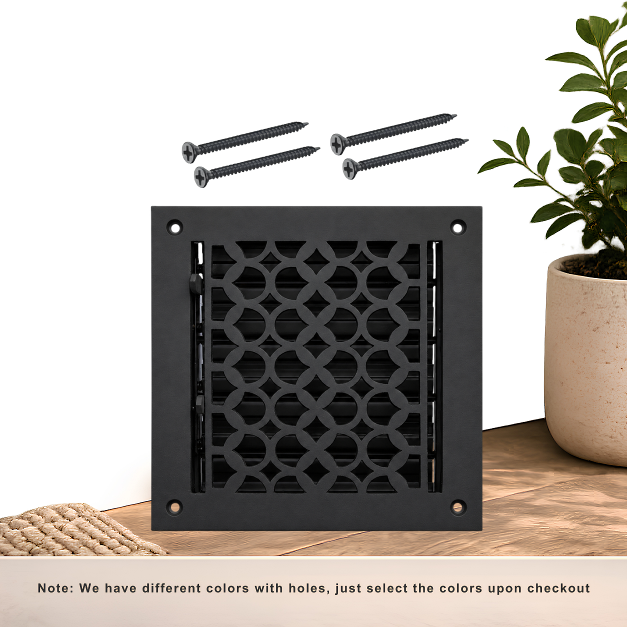 Black Floor Register with holes and screws
