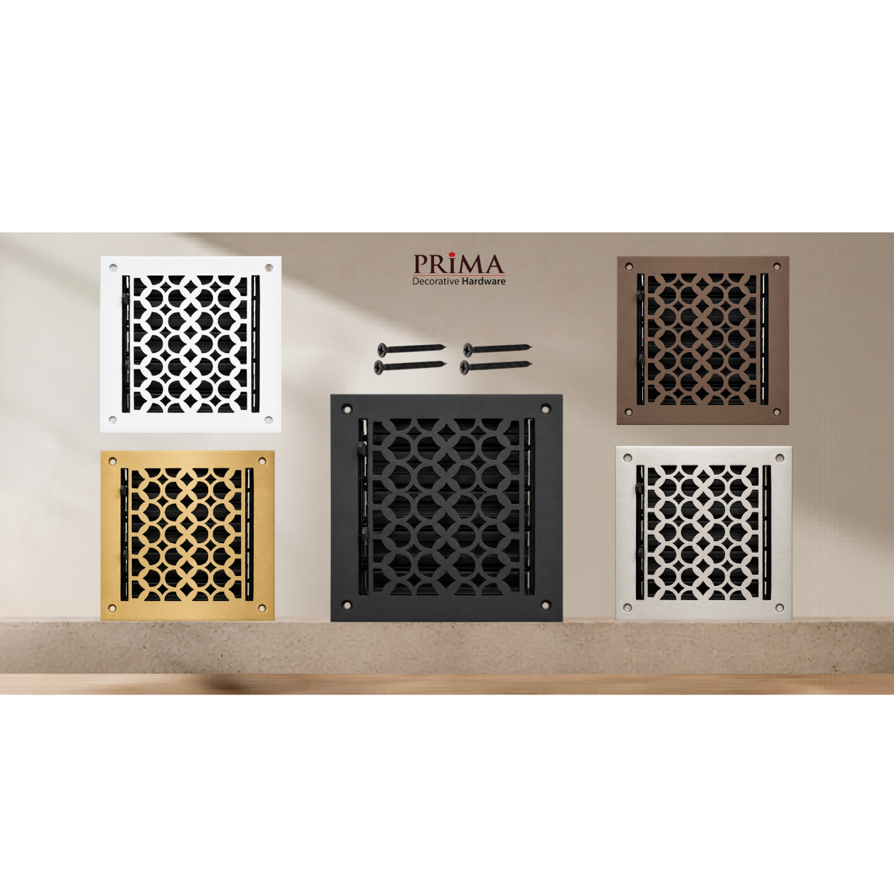 Combination of all floor registers with holes and screws