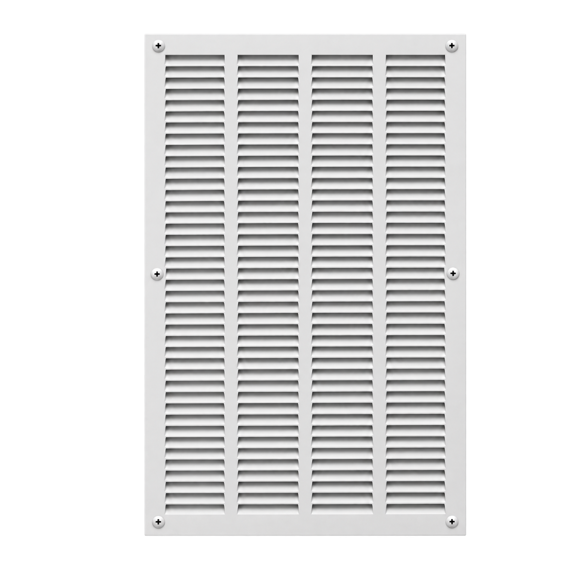 16" x 24" white steel air return grille with horizontal slats for sidewall and ceiling HVAC vent.
