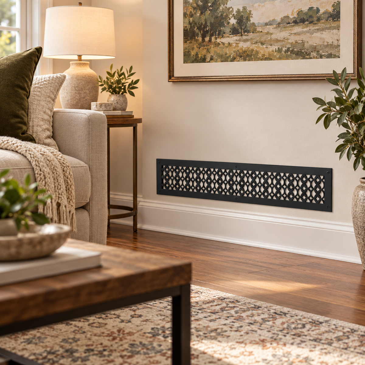 3" x 24" Air Return Grille Cast Aluminum | VR100 Tudor Mushroom Design Vent Cover | Wall, Ceiling & Floor | HVAC Register