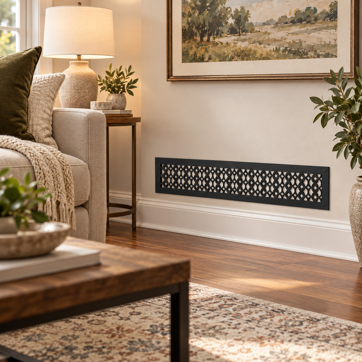 4" x 24" Air Return Grille Cast Aluminum | VR100 Tudor Mushroom Design Vent Cover | Wall, Ceiling & Floor | HVAC Register