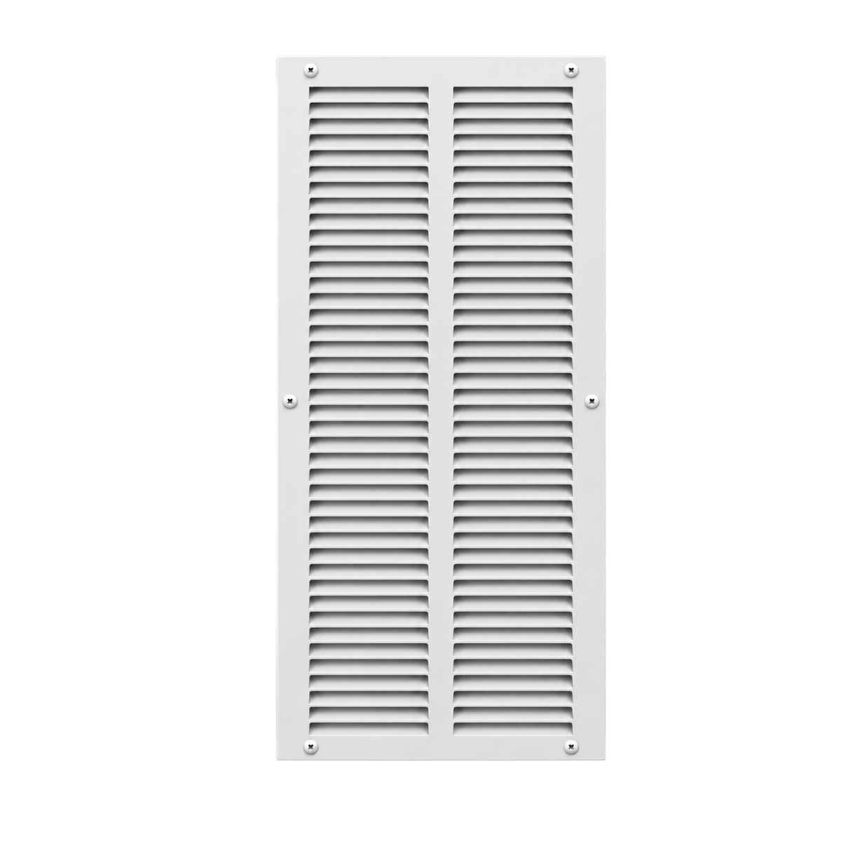 12" x 24" white steel air return grille with horizontal slats for sidewall and ceiling HVAC vent.
