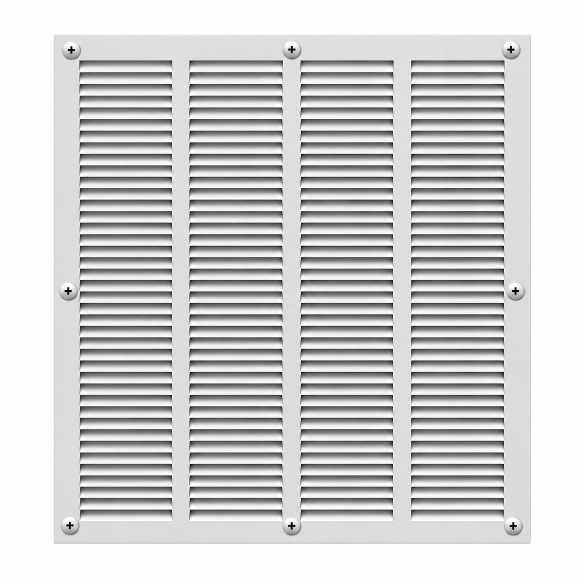 20" x 24" white steel air return grille with horizontal slats for sidewall and ceiling HVAC vent.
