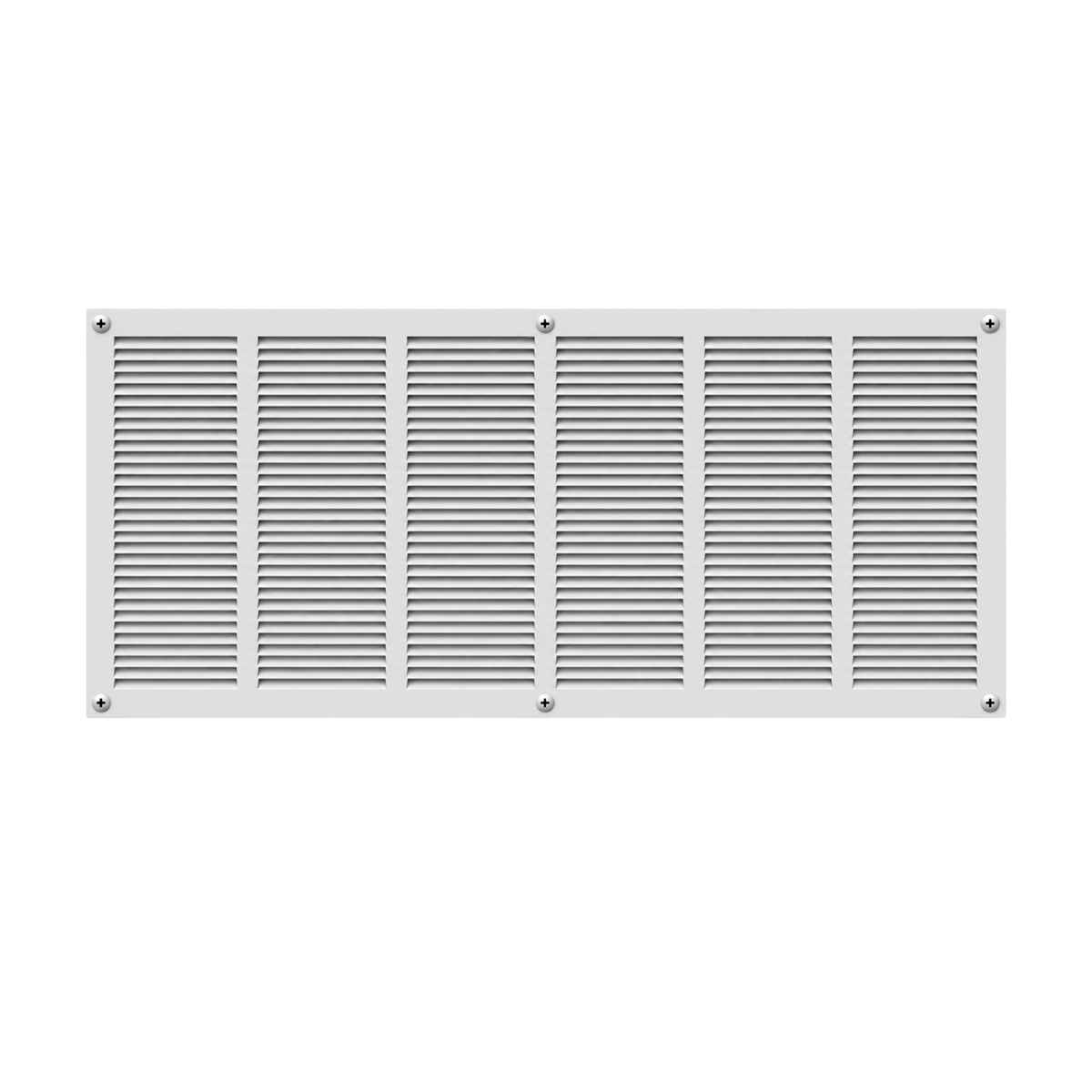36" x 12" white steel air return grille with horizontal slats for sidewall and ceiling HVAC vent.
