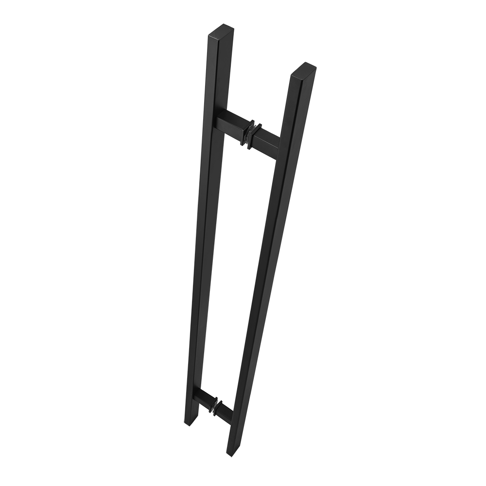24" Back-to-Back Entry Door Pull / Push Handle - Rectangle ‘H’ Type, Ladder Style Modern Design | Premium 304 Stainless Steel | Black Matte Finish