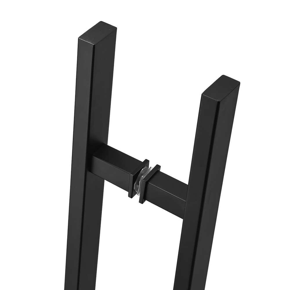 24" Back-to-Back Entry Door Pull / Push Handle - Rectangle ‘H’ Type, Ladder Style Modern Design | Premium 304 Stainless Steel | Black Matte Finish