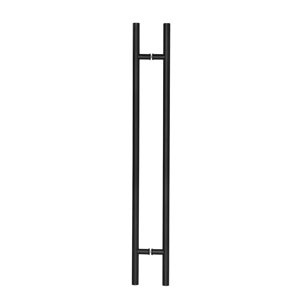 18" Back-to-Back Entry Door Pull / Push Handle - Round ‘H’ Type, Ladder Style Modern Design | Premium 304 Stainless Steel | Black Matte Finish