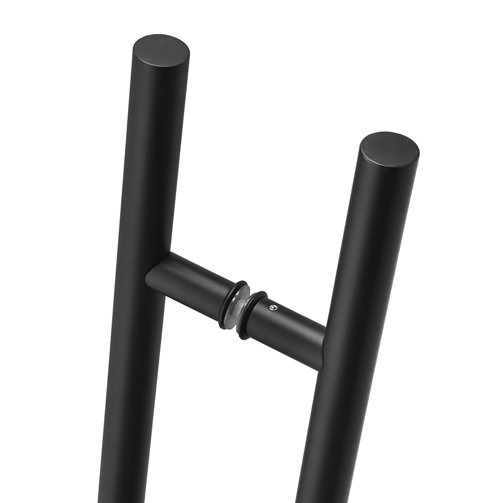 18" Back-to-Back Entry Door Pull / Push Handle - Round ‘H’ Type, Ladder Style Modern Design | Premium 304 Stainless Steel | Black Matte Finish