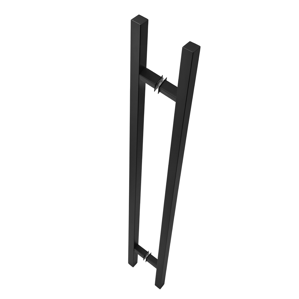 Poignée de porte d'entrée dos à dos de 18 po – Forme carrée en H, style échelle moderne | Acier inoxydable 304 de qualité supérieure | Finition noir mat