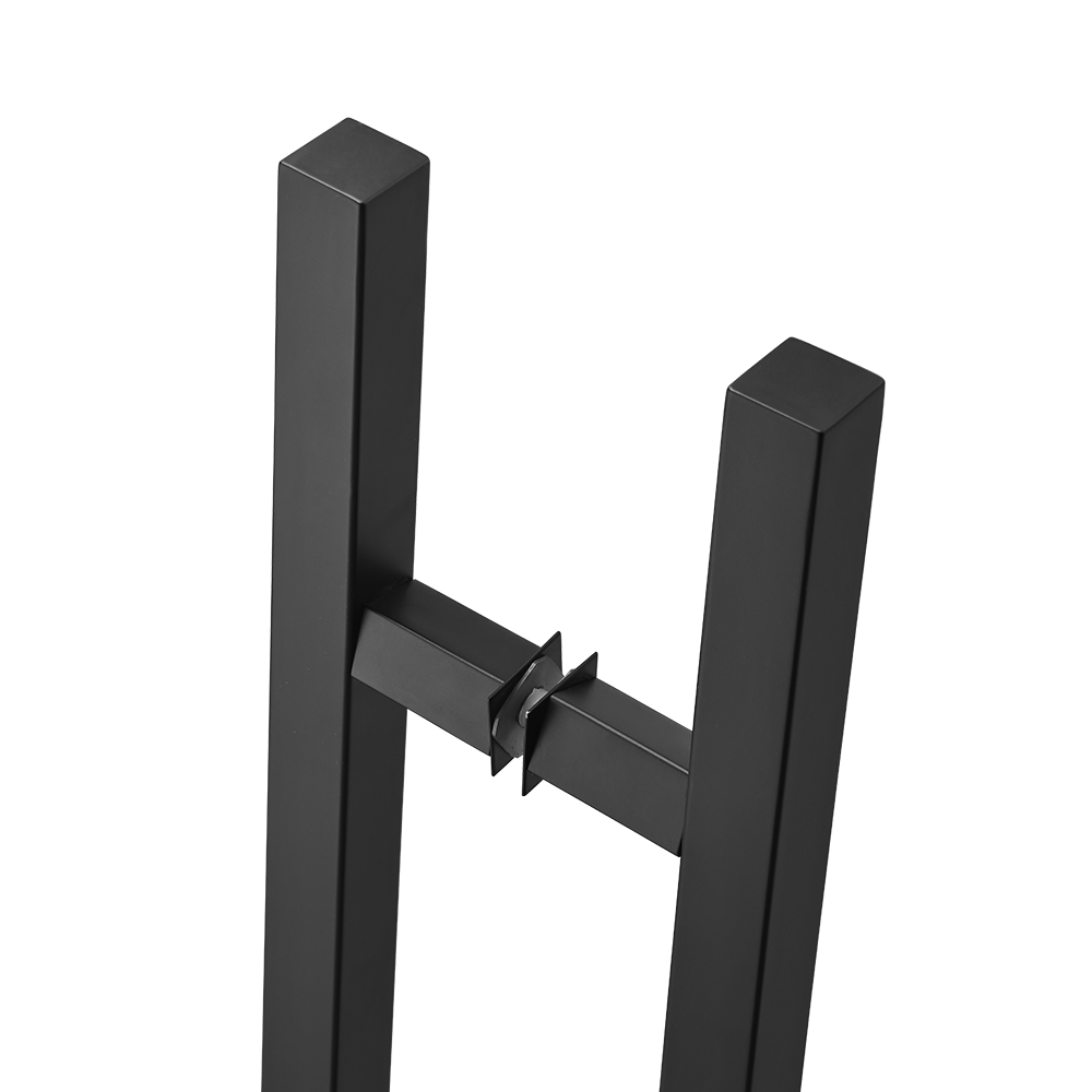 Poignée de porte d'entrée dos à dos de 18 po – Forme carrée en H, style échelle moderne | Acier inoxydable 304 de qualité supérieure | Finition noir mat
