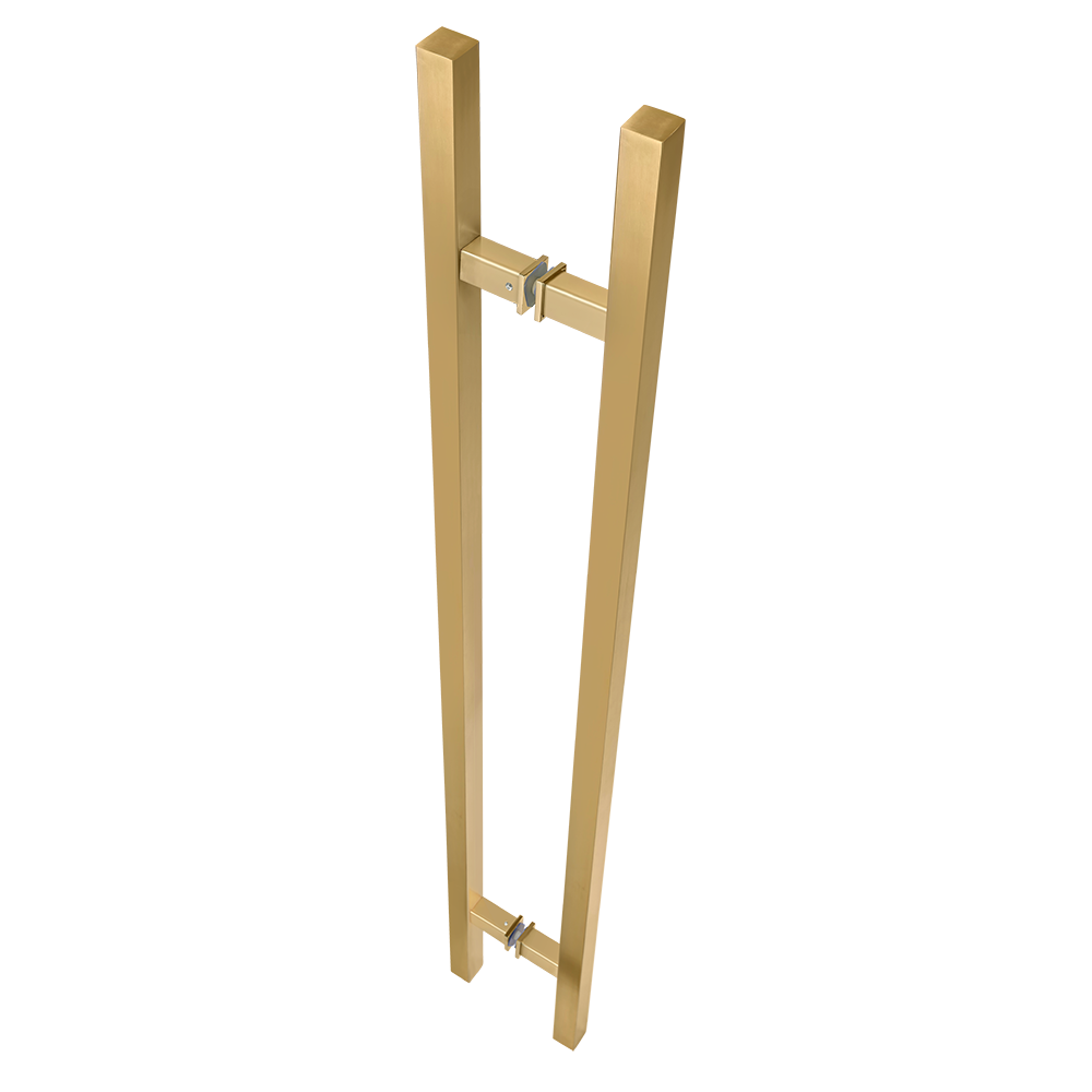 Poignée de porte d'entrée dos à dos de 61 cm (24 po) – Forme carrée en H, style échelle moderne | Acier inoxydable 304 de qualité supérieure | Finition PVD or