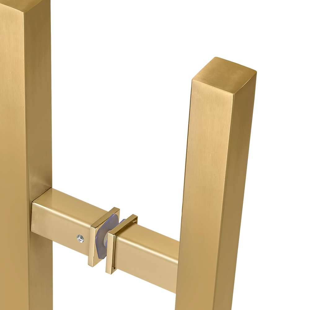 Poignée de porte d'entrée dos à dos de 61 cm (24 po) – Forme carrée en H, style échelle moderne | Acier inoxydable 304 de qualité supérieure | Finition PVD or