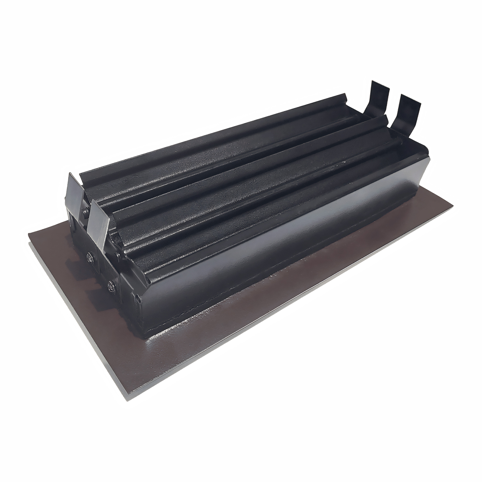 Black metal bracket on a white background