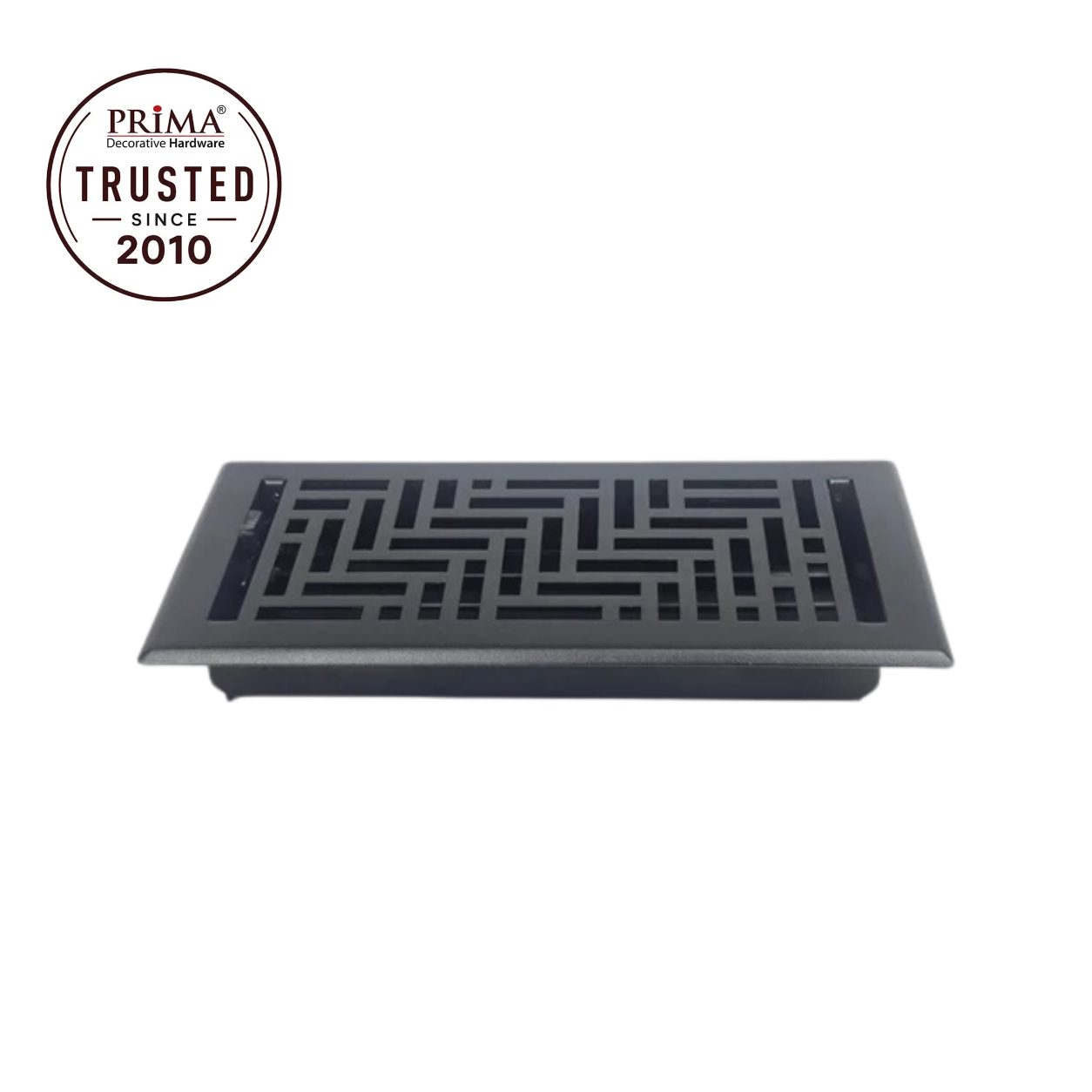 Black floor register trust badge
