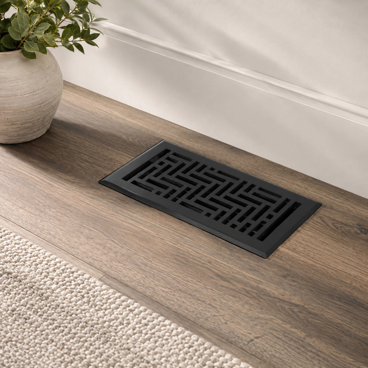 Black Floor register hero lifestyle in a home 

