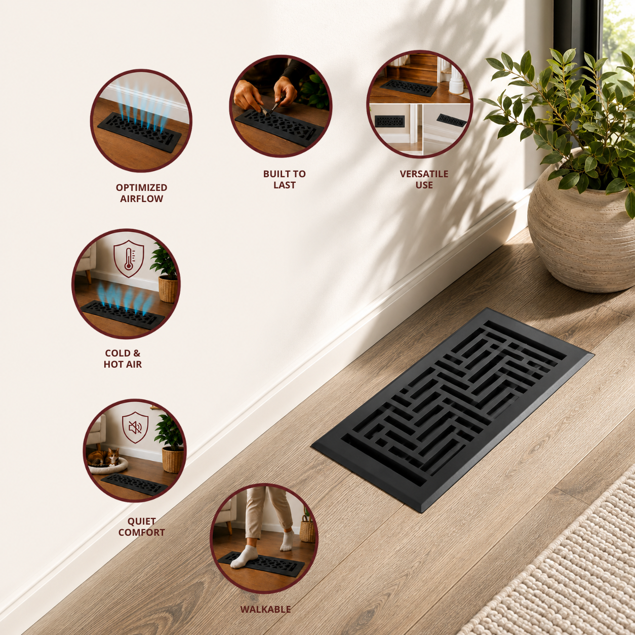 Different uses of floor register in a home
