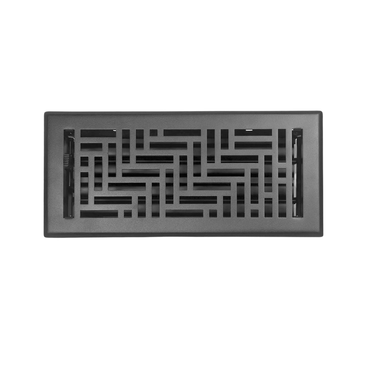 Black floor register with white background
