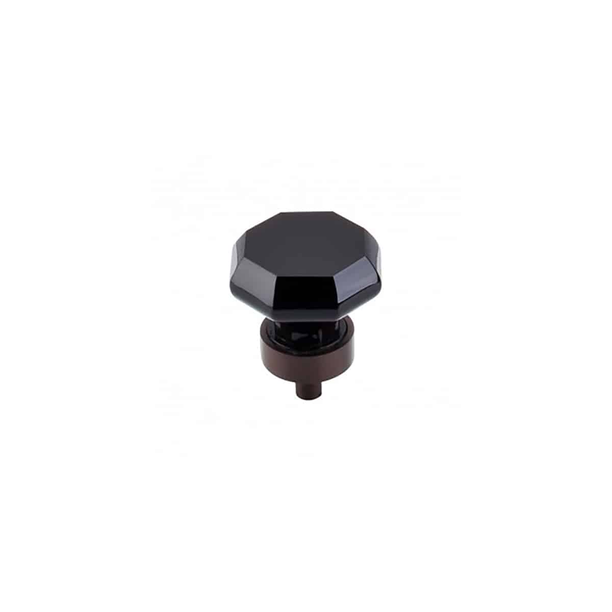 Bouton octogonal en cristal noir 1-3/8 po