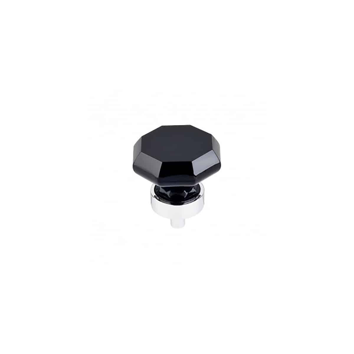 Bouton octogonal en cristal noir 1-3/8 po