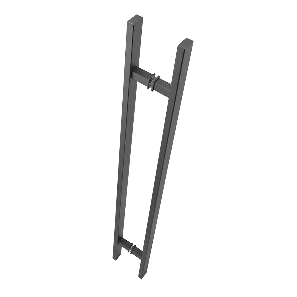 60" Back-to-Back Entry Door Pull / Push Handle - Rectangle ‘H’ Type, Ladder Style Modern Design | Premium 304 Stainless Steel | Black Matte Finish