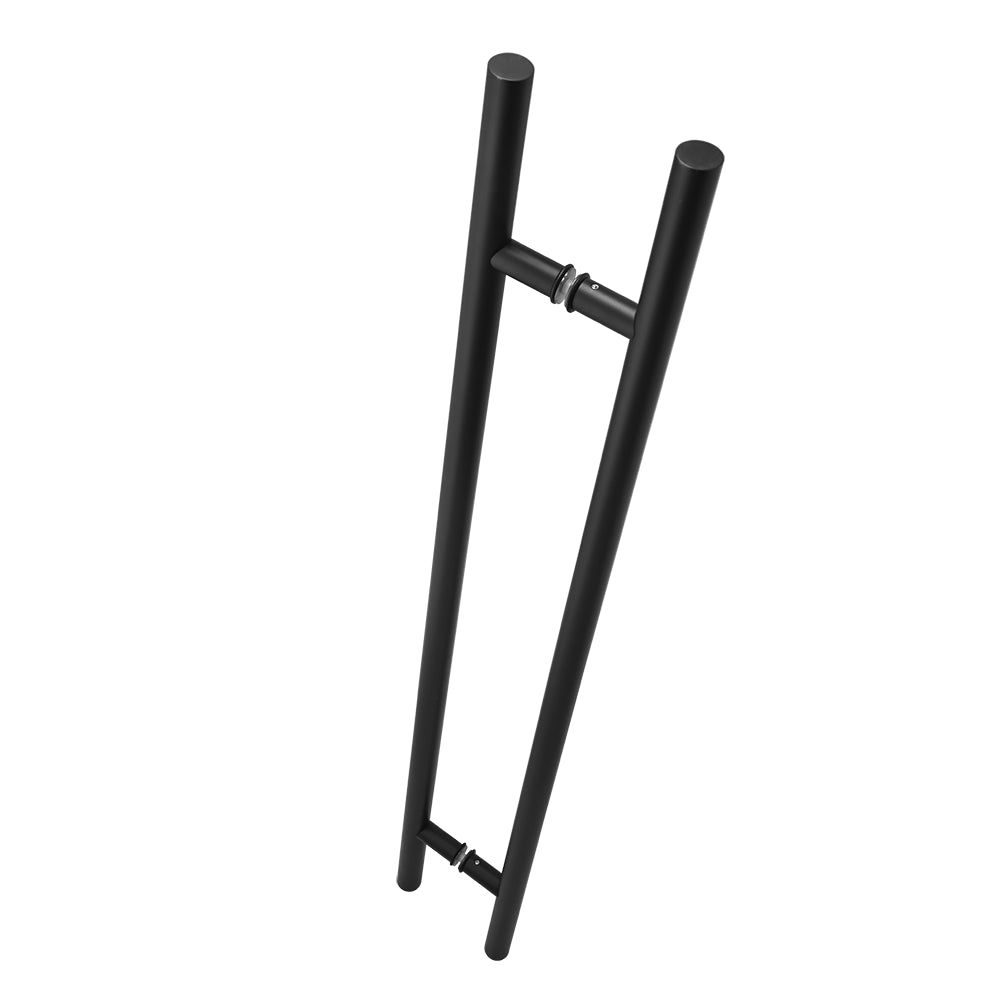 36" Back-to-Back Entry Door Pull / Push Handle - Round ‘H’ Type, Ladder Style Modern Design | Premium 304 Stainless Steel | Black Matte Finish