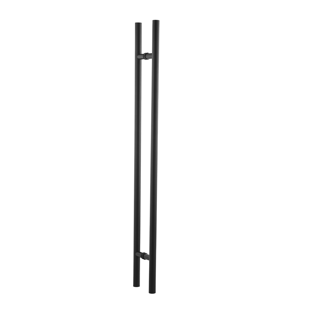 18" Back-to-Back Entry Door Pull / Push Handle - Round ‘H’ Type, Ladder Style Modern Design | Premium 304 Stainless Steel | Black Matte Finish