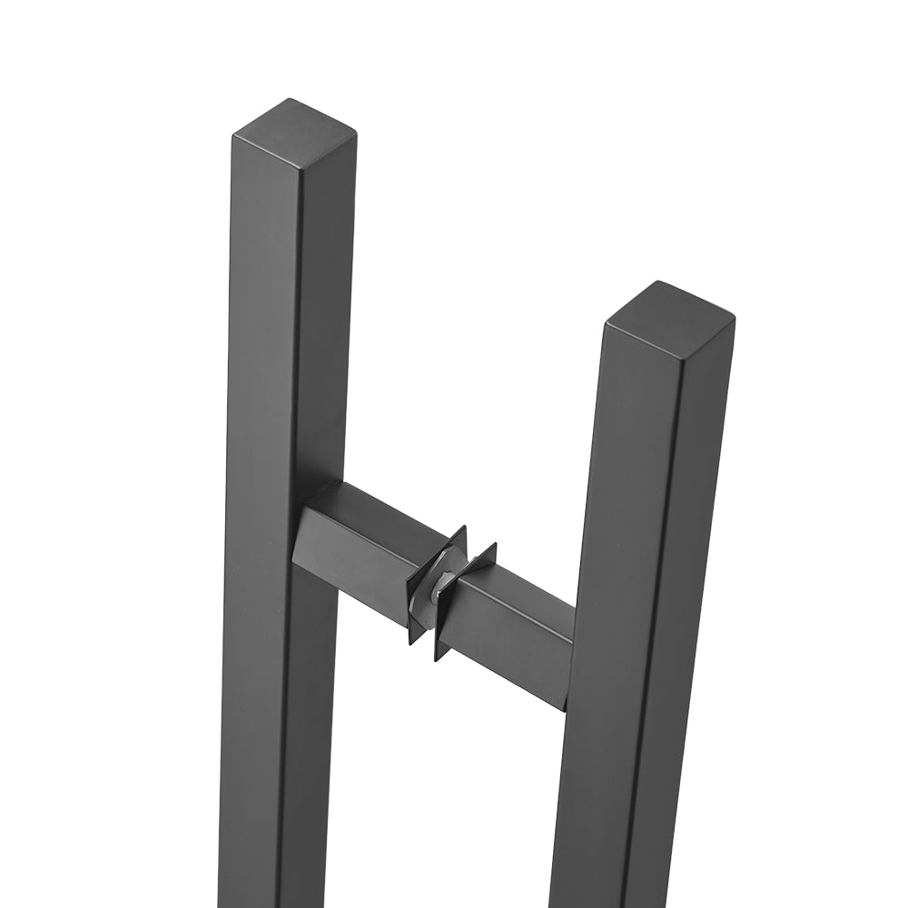 60" Back-to-Back Entry Door Pull / Push Handle - Square ‘H’ Type, Ladder Style Modern Design | Premium 304 Stainless Steel | Black Matte Finish