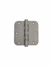A 3.5-inch Prima Decorative Hardware door hinge with six screw holes, rounded corners, and a brushed satin finish is shown against a plain white background—ideal for doors needing a reliable chrome hinge.