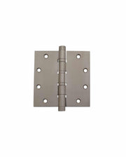 A Prima Decorative Hardware heavy-duty door hinge with eight screw holes is displayed open and flat against a white background, showing two rectangular plates joined by a central pin.