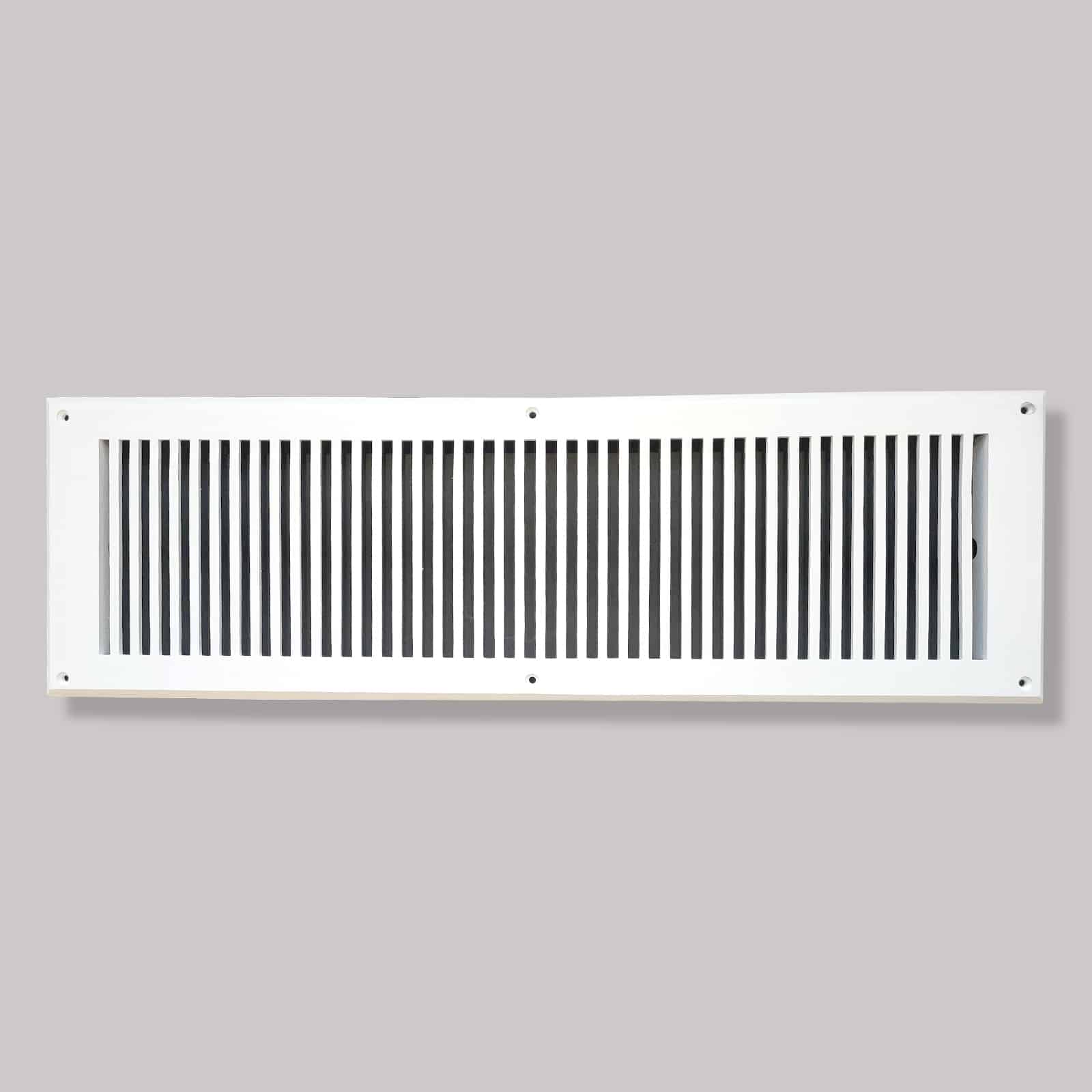 Air Return Grill 6″ X 24″ Top Faceplate Size 8″ X 26″ HVAC Duct Cover Decorative High-Quality Metal – Cast Aluminum Powder Coated Re-Paintable For Walls, Ceilings, And Floors Without Damper – Contemporary Design (VR 102)