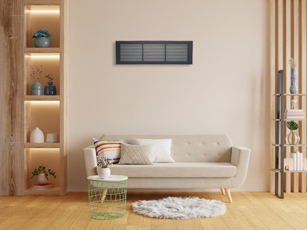 Air Return Grill 6″ X 24″ Top Faceplate Size 8″ X 26″ HVAC Duct Cover Decorative High-Quality Metal – Cast Aluminum Powder Coated Re-Paintable For Walls, Ceilings, And Floors Without Damper – Linear Design (VR 109)