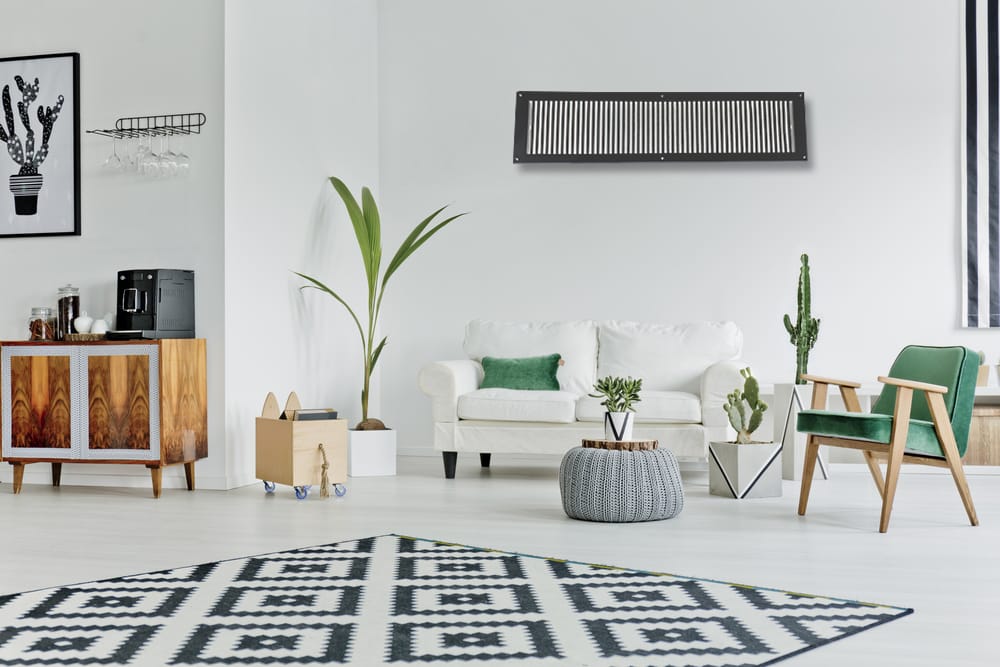 Air Return Grill 6″ X 30″ Top Faceplate Size 8″ X 32″ HVAC Duct Cover Decorative High-Quality Metal – Cast Aluminum Powder Coated Re-Paintable For Walls, Ceilings, And Floors Without Damper – Contemporary Design (VR 102)